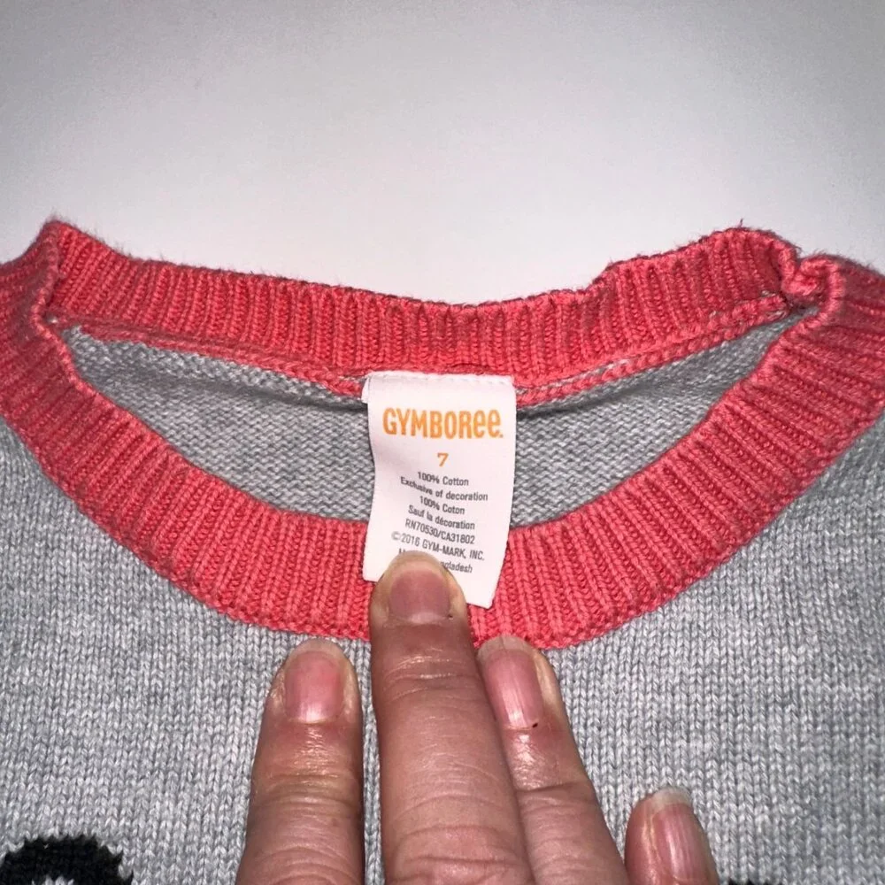 Gymboree Cat Sweater Dress SZ 7 gray and melon